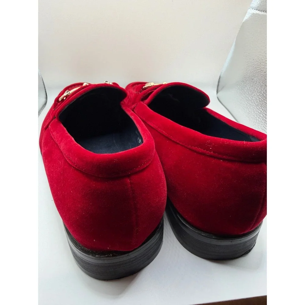 Metro Charm Mens Red Velvet Horsebit‎ Loafers Dress Shoes Size 9.5 MC-THOR-05